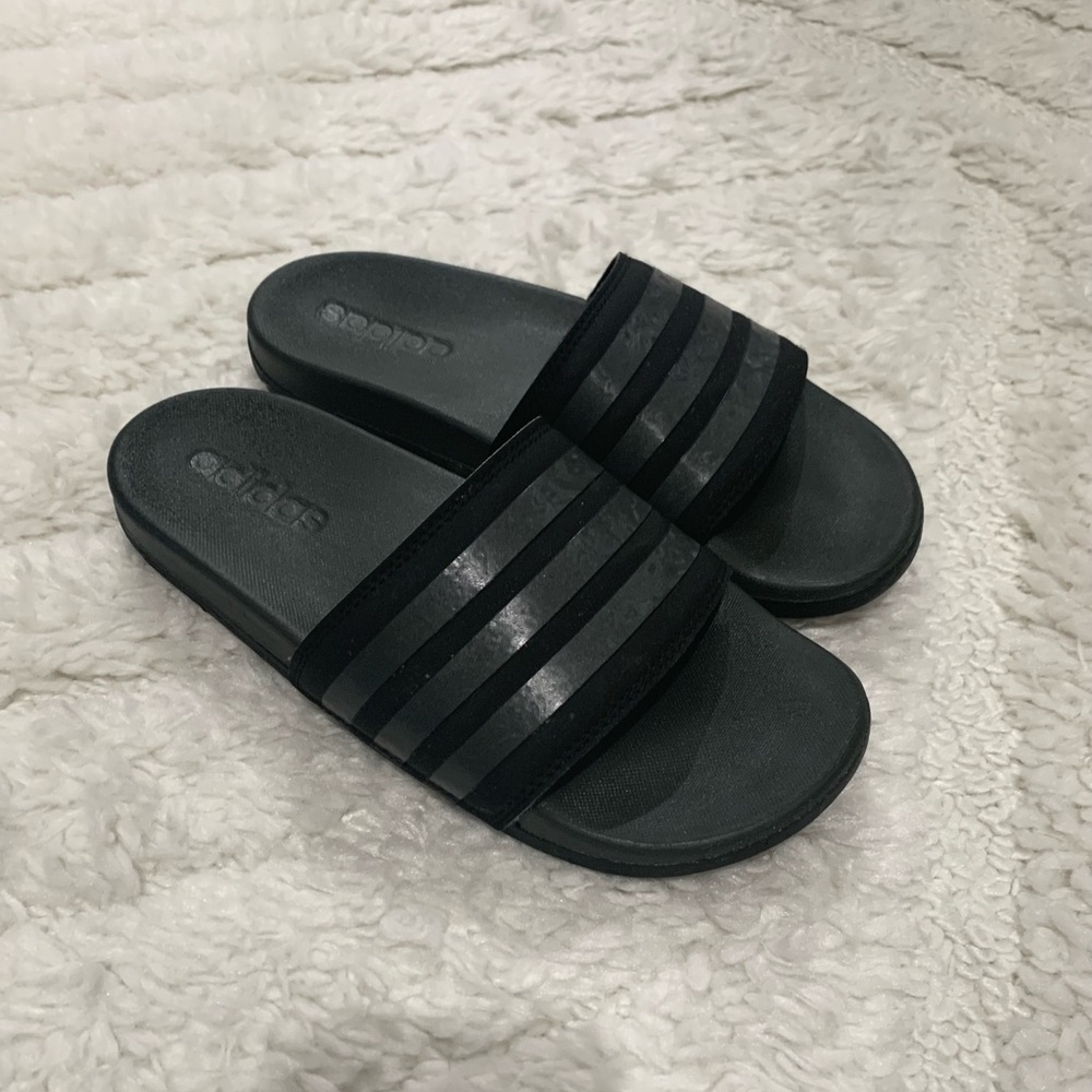 adidas Adilette Cloudfoam Comfort Slides Sandals Black/Grey Size 6 - Picture 3 of 10